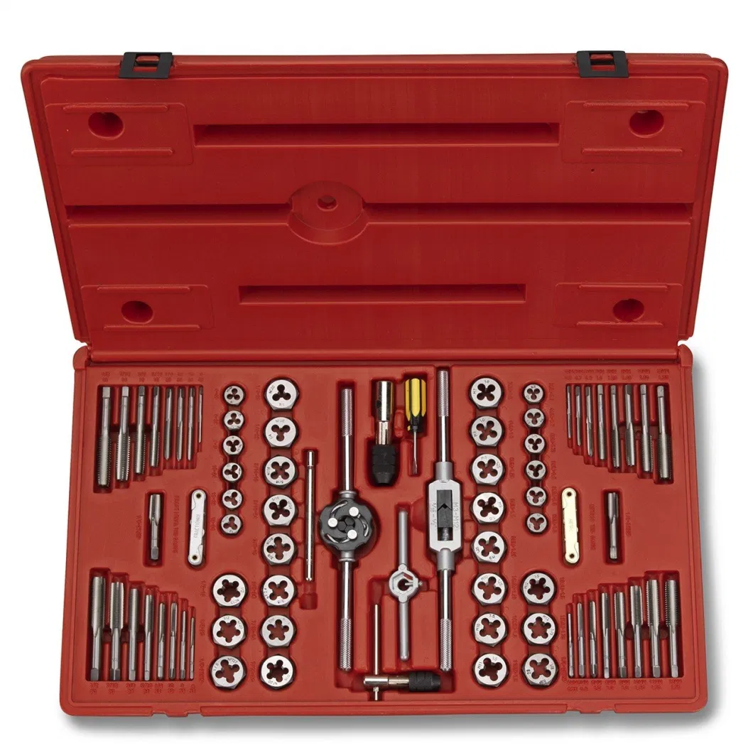 76 Piece Threading Tool Tap and Die Set Standard & Metric Alloy Steel Hexagon T Type Wrench SAE