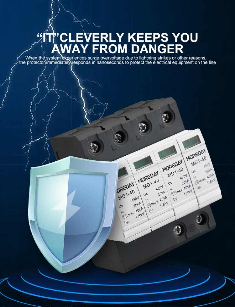 Single Phase One Pole L+N 220V 48V AC DC SPD 10ka 20ka 40ka Surge Protection Device UK 1p+N SPD