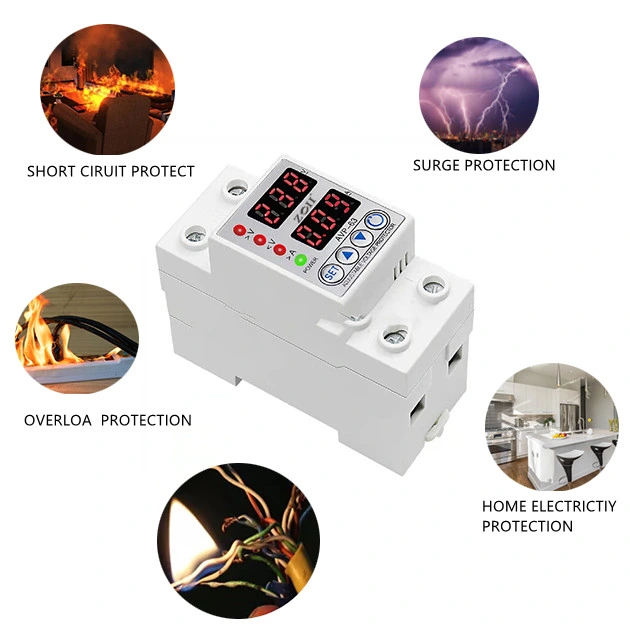 62A DIN Rail 230V Adjustable Over Voltage and Under Voltage Protective Device Protector Relay Zoii Electric