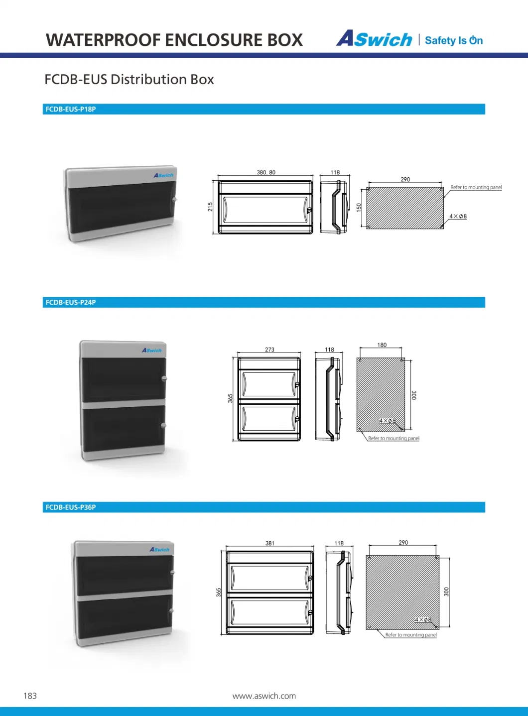 Customized Wall Mounted Junction Switch Box Electrical Enclosure Power Distribution Box Solar System IP65 Waterproof Enclosure Box