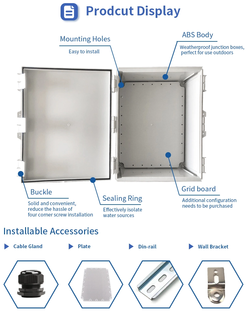 IP67 ABS PC Hinged Plastic Waterproof Junction Box Enclosure Power Electrical Waterproof Outdoor Plastic Box Distribution Box