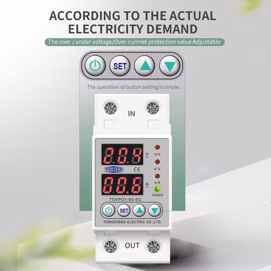Zoii Electric 62A DIN-Schiene 230V Einstellbares Überspannungs- und Unterspannungsschutzgerät-Schutzrelais Zoii Electric